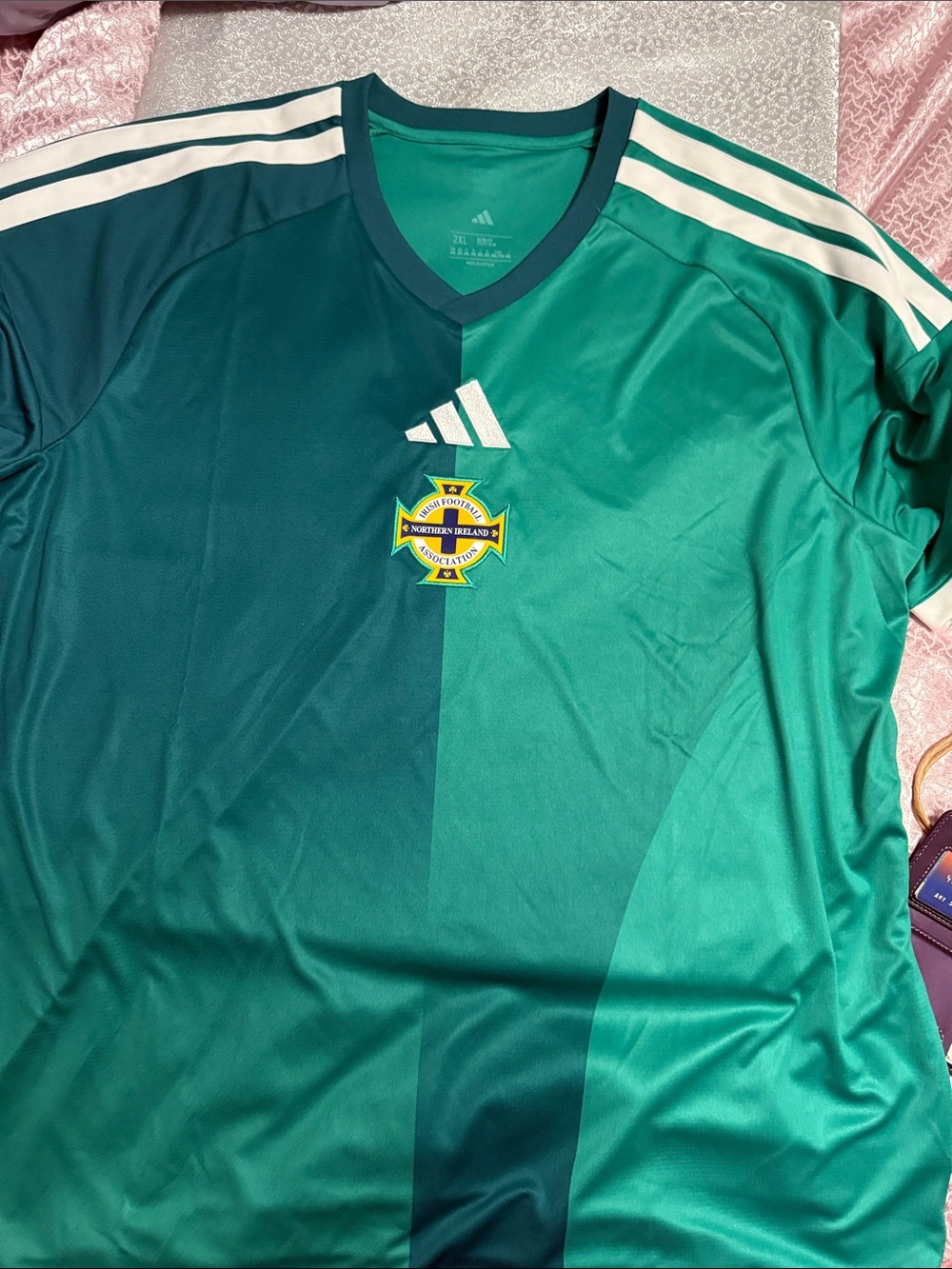 adidas Green Two-Tone Men’s Football Jersey with Crest